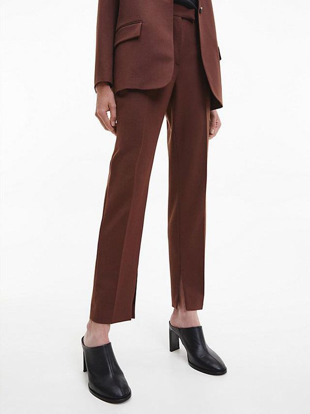 Calvin Klein USA Slim Tailored Slit Cuff Womens Pants Brown 9503284-WD